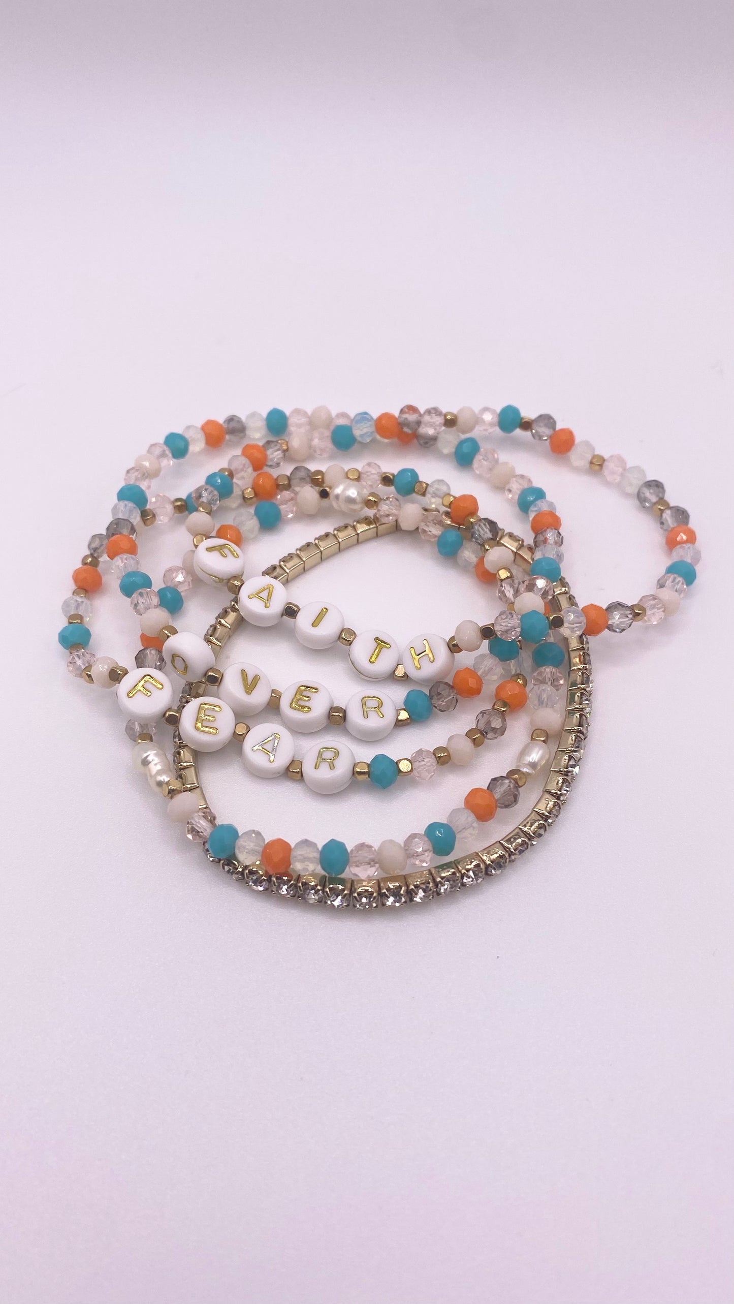 Faith over fear bracelet set