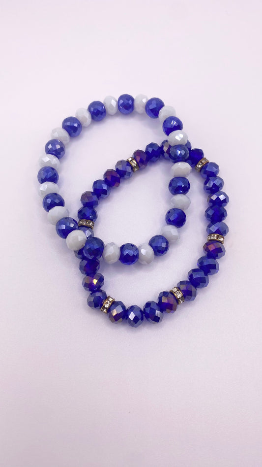 Blue and white stackable bracelet set