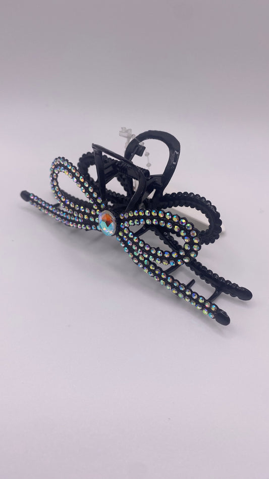 Sparkly black butterfly clip