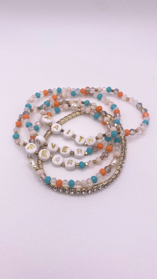 Faith over fear bracelet set