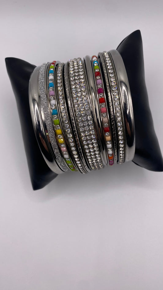 Stacking big 12 piece bracelet set