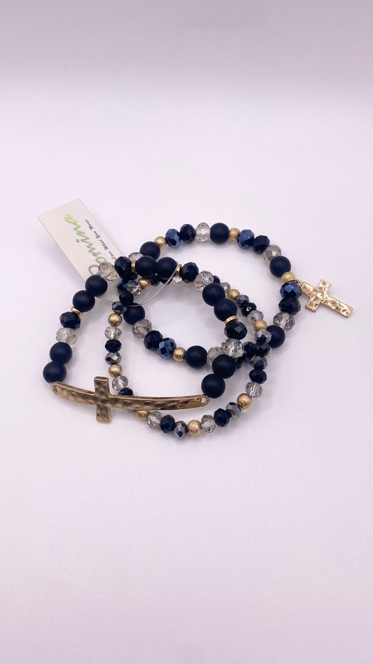 3-piece cross bracelet set