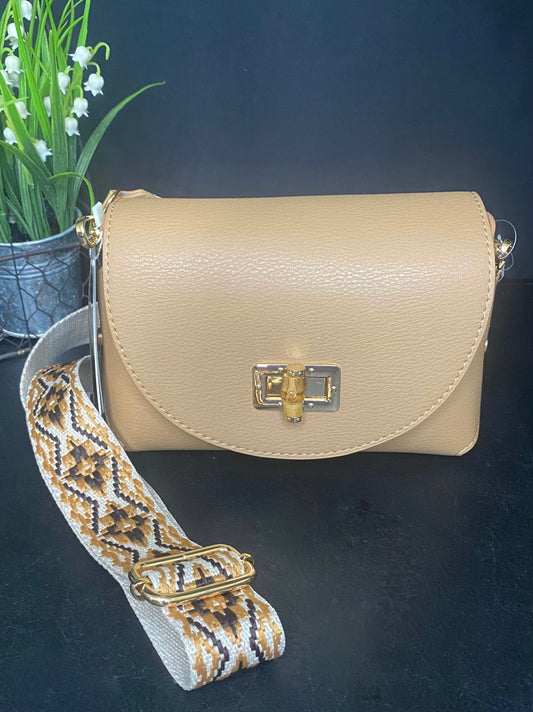 Tan and stitched crossbody